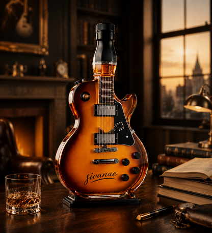 🎁 Father’s Day 50% OFF – 🔥Appetite for Rock: Vintage Sunburst Guitar Figurine Spirit Bottle