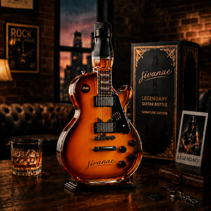 🎁 Father’s Day 50% OFF – 🔥Appetite for Rock: Vintage Sunburst Guitar Figurine Spirit Bottle